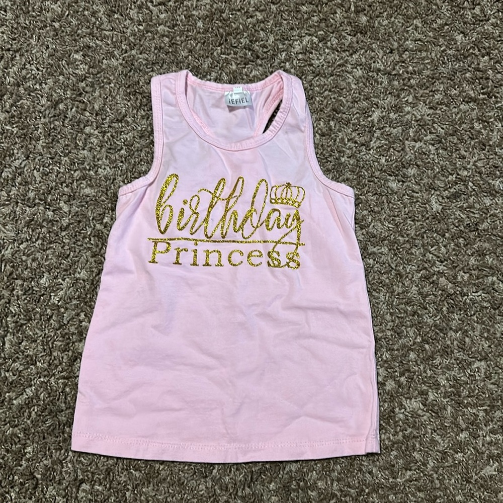 iEFiEL size 4T pink birthday tank top